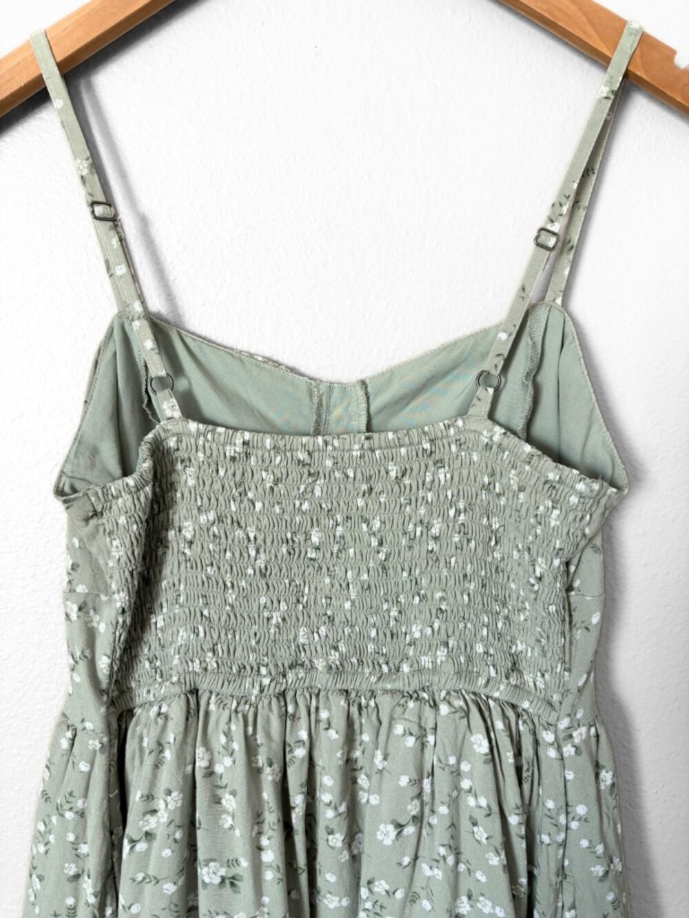 Hollister Sage Green Ditsy Floral Double Tier Corset Mini Dress Womens Medium - Picture 5 of 13